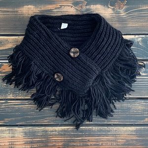 Black Chunky Knit Wrap Scarf